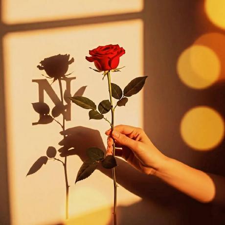 A red rose held in warm evening light